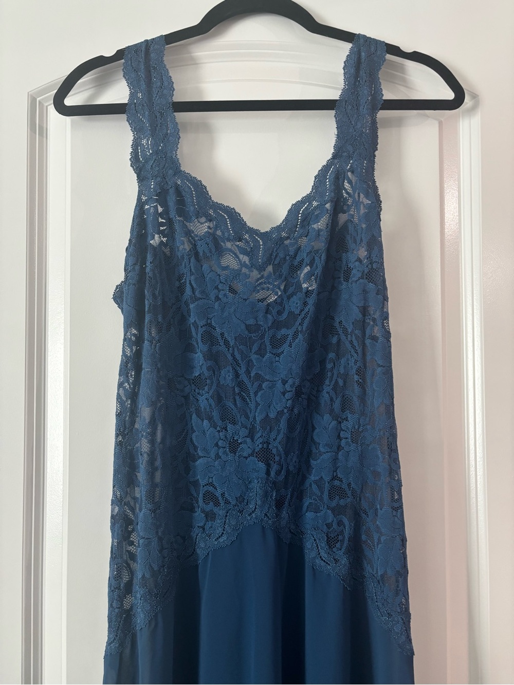 Victoria's Secret Vintage Navy Blue Lace Bodice Slip Nightgown